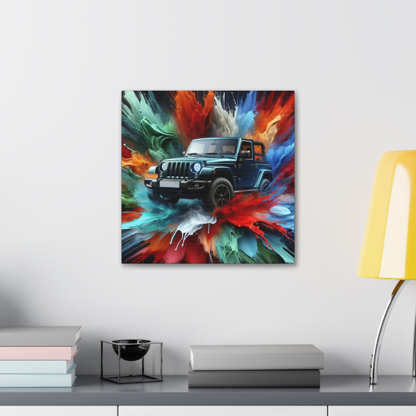 Jeep Wrangler Wall Art - Canva Painting, Car Artwork, Off-Road Vehicle Decor, Vintage Style Gift for Jeep Enthusiasts and Home Decoration