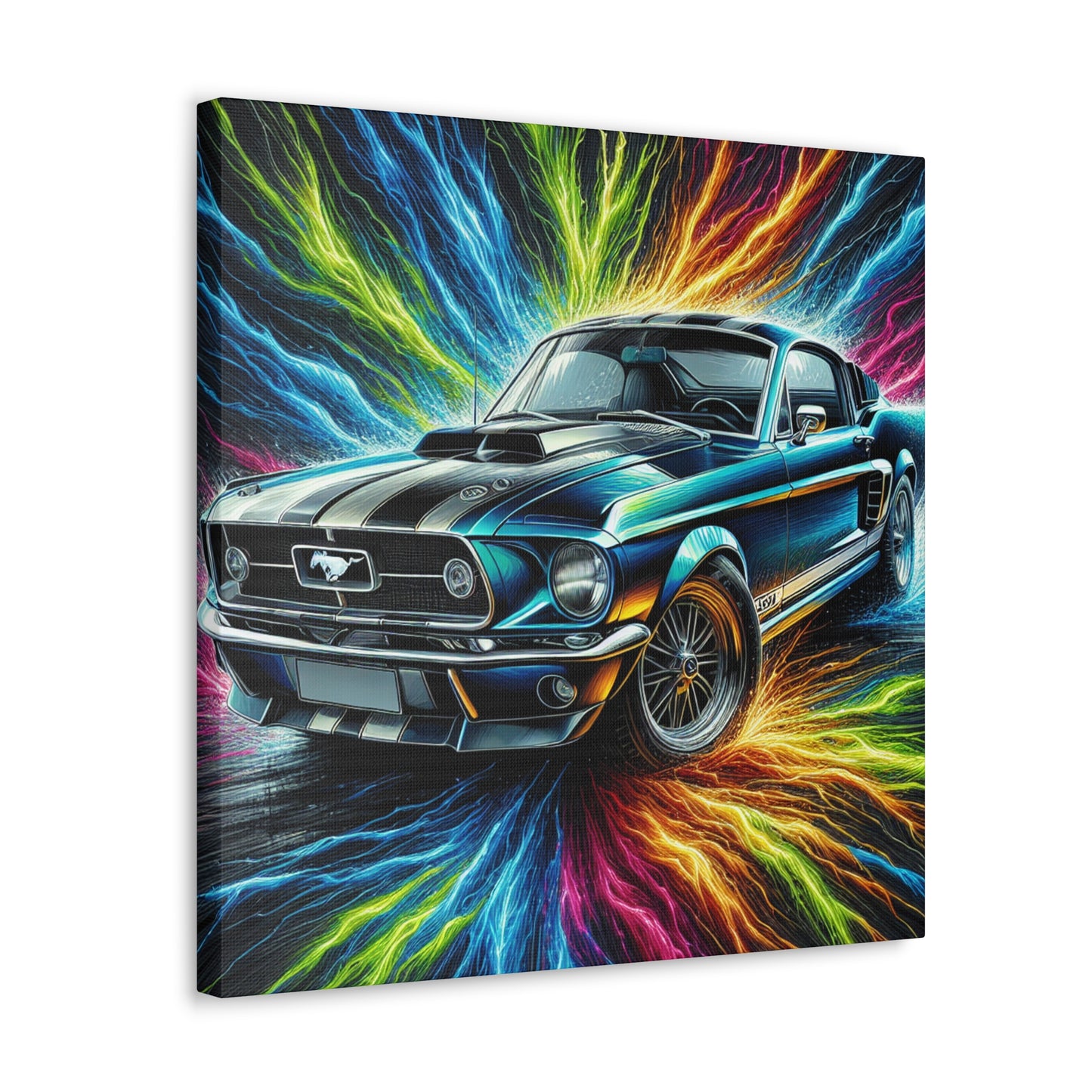 Vintage Ford Mustang Wall Art, Hand-Painted Car Canva, Perfect Gift for Auto Enthusiasts, Collector's Item, Home or Office Decor