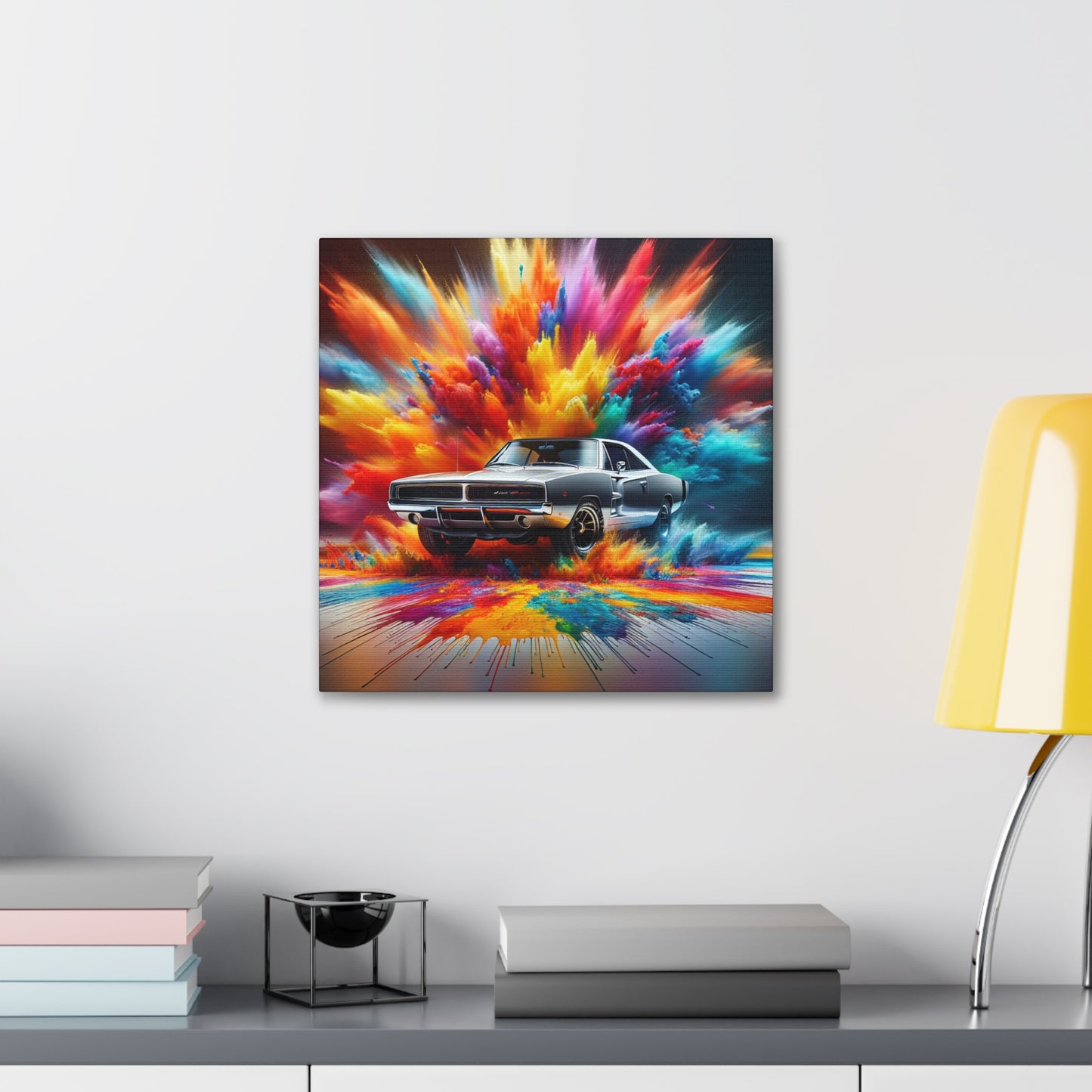 Vintage Dodge Charger Wall Art, High-Quality Car Canva Painting, Perfect for Garage Decor and Car Enthusiast Gifts