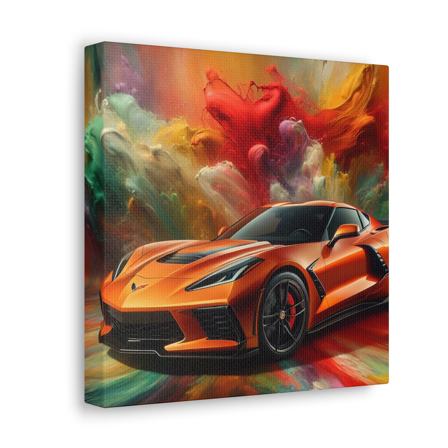 Chevrolet Corvette Wall Art Canva - Classic Car Print, Modern Home Decor, Automotive Lover Gift, Handmade Car Painting, High Quality Print