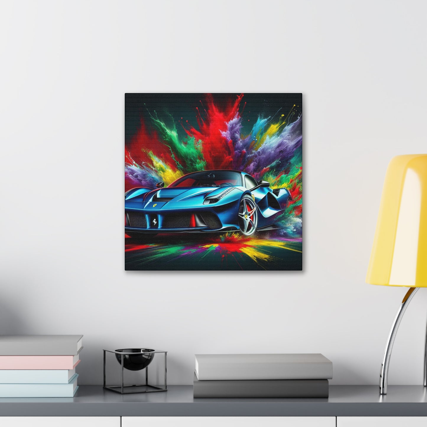 Ferrari Wall Art Canva Painting - Stunning Red Car Print, Luxury Sports Auto Bedroom Decor, Collector's Artwork for Car Enthusiasts