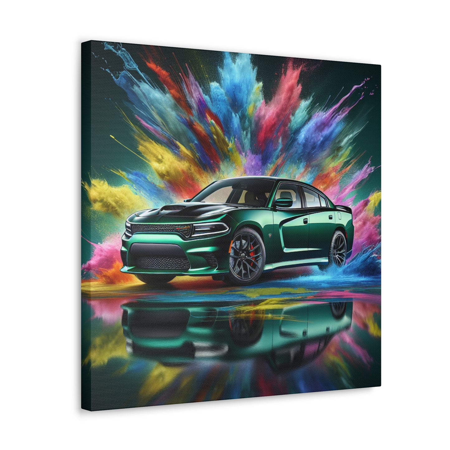 Vintage Dodge Charger Car Canva Painting - Classic Automobile Wall Art for Garage, Car Enthusiast Gift, Home Decor