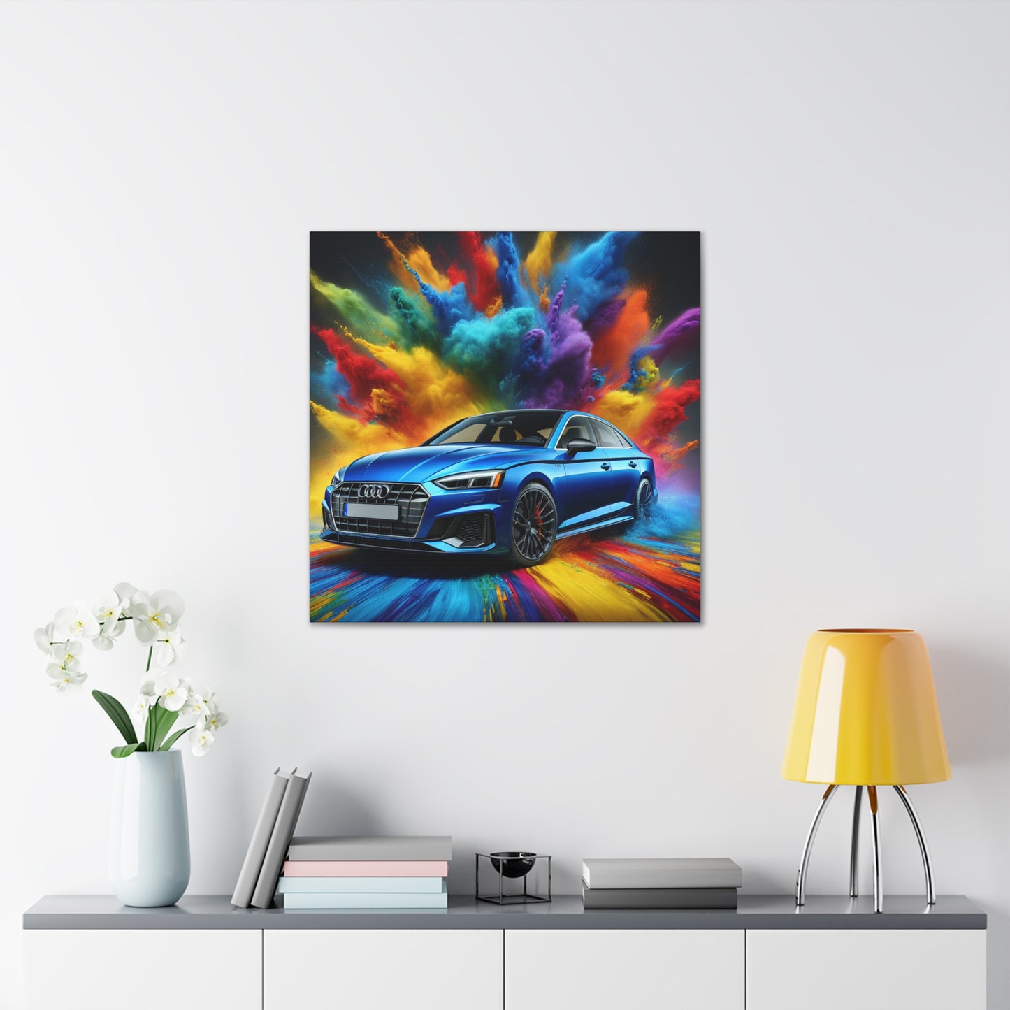 Audi A5 Mountain Landscape Print, Large Size Car Canva Painting, Living Room Wall Art Home Decor