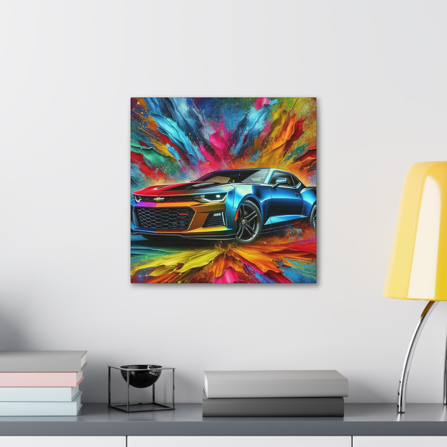 Chevrolet Camaro Wall Art - Classic Car Canva Painting, Decorative Print - Ideal for Man Cave, Garage, Office and Living Room Decor