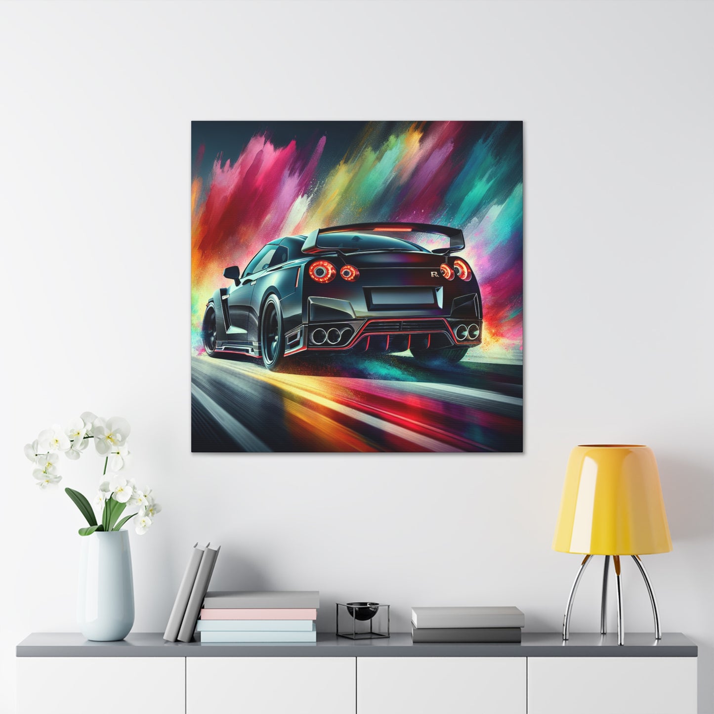 Nissan GT-R Canva, Handpainted Wall Art, Sports Car Enthusiast Gift, Home Decor, Premium Quality Canvas, Unique Artwork for Man Cave