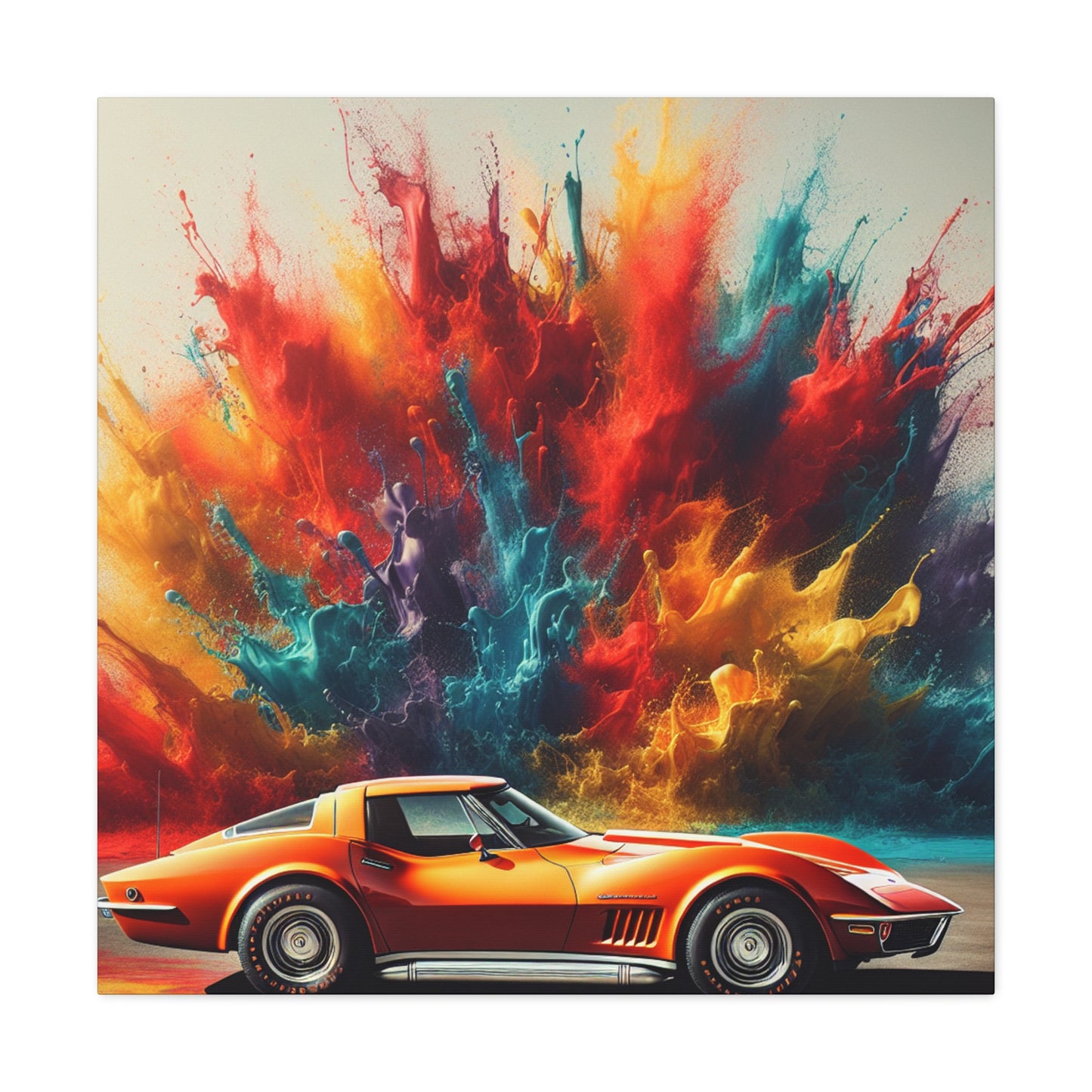 Chevrolet Corvette Canva Painting - Luxury Car Art, Wall Decor - Gift for Car Enthusiast, Perfect for Man Cave or Garage