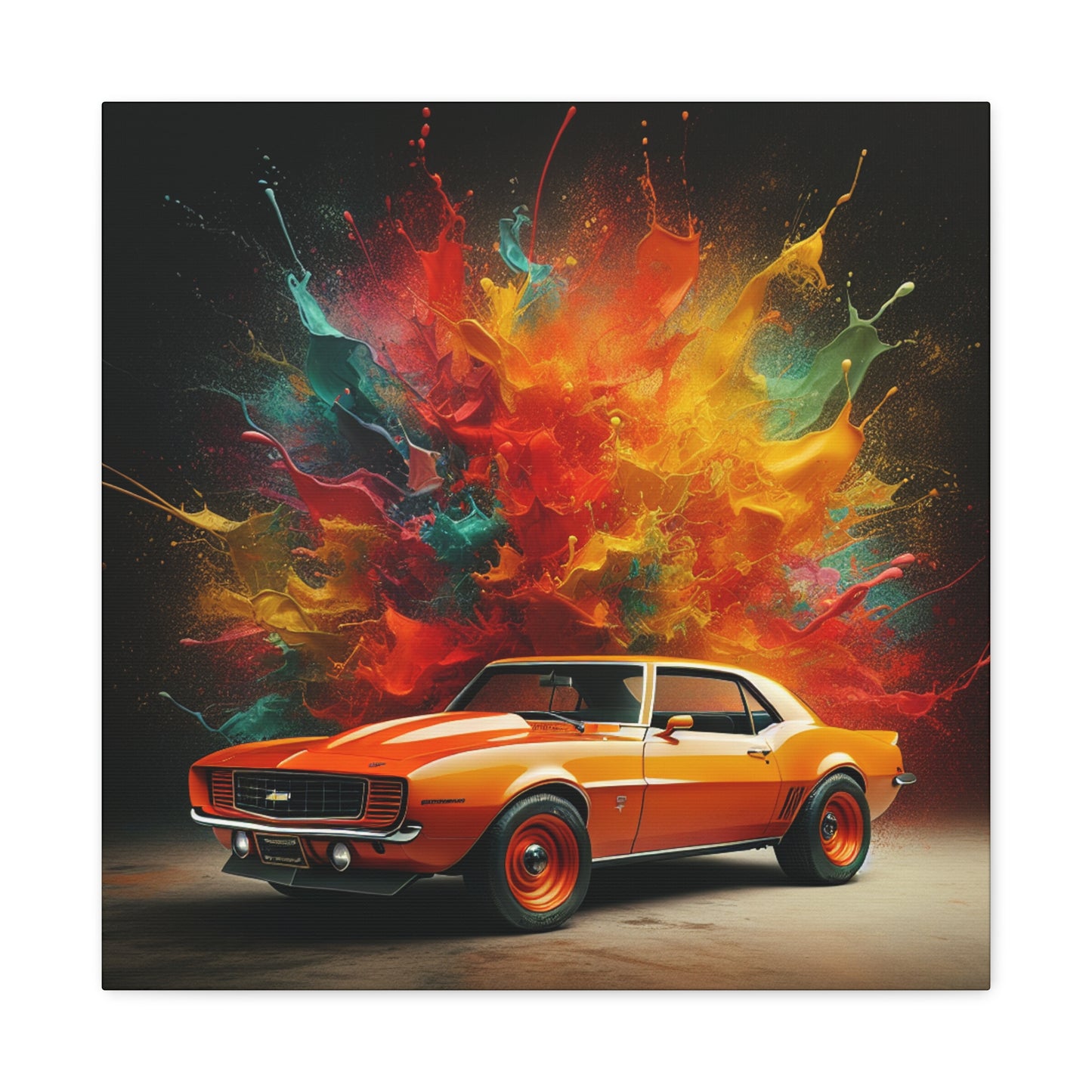 Chevrolet Camaro Canva Painting - Classic Car Wall Art, American Muscle Car Decor, High-Quality Giclee Print, Gift for Car Enthusiast