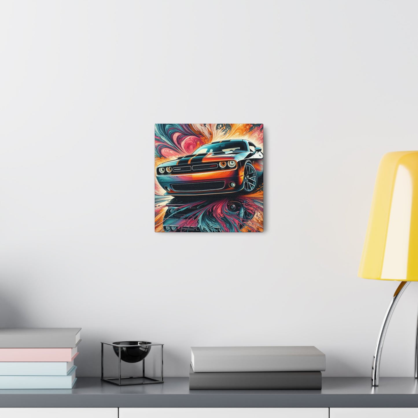 Vintage Dodge Challenger Wall Art, Handmade Car Canva Painting, Automotive Decor, Collector's Item, Must-Have for Car Enthusiasts, Home Decor