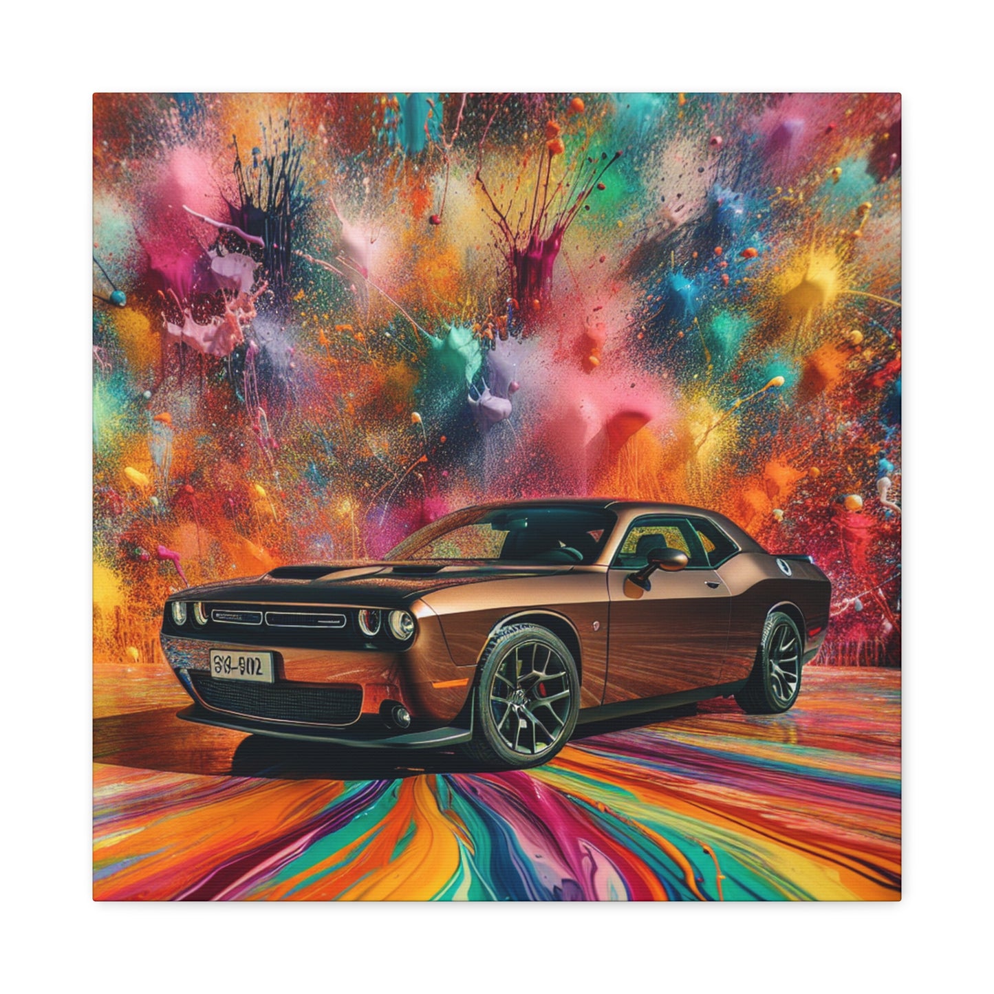 Dodge Challenger Wall Art, Car Themed Canva Painting, Perfect for Man Cave, Automotive Decor, Unique Gift for Car Lovers and Enthusiasts