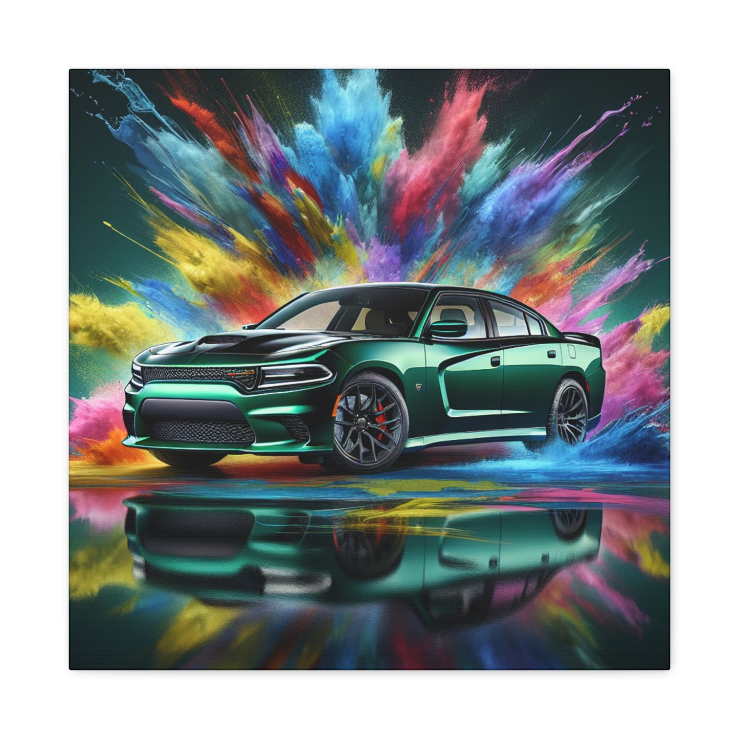 Vintage Dodge Charger Car Canva Painting - Classic Automobile Wall Art for Garage, Car Enthusiast Gift, Home Decor