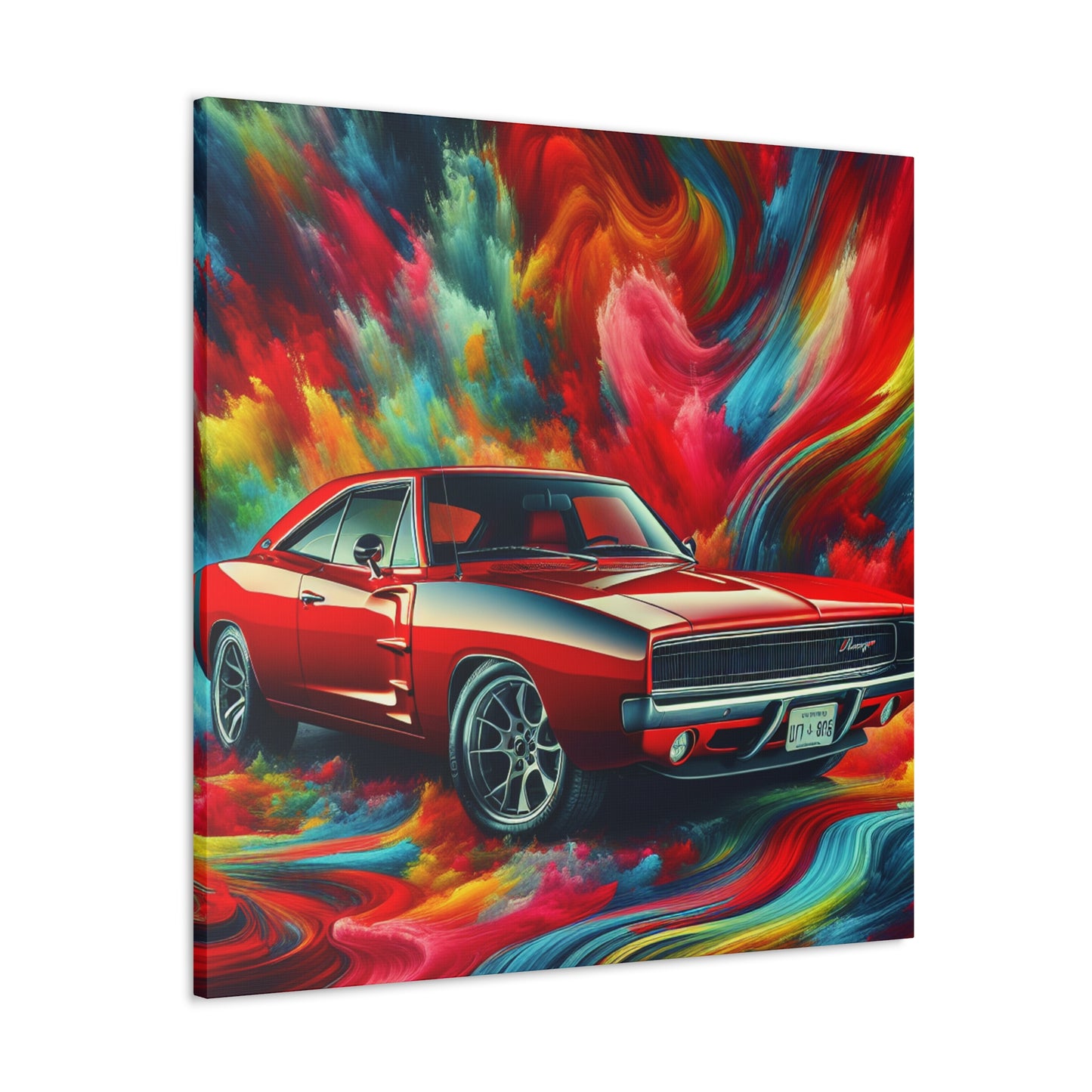 Dodge Charger Canva, Car enthusiasts Wall Art, Sports Car Painting, Home Decor, perfect gift for car lovers