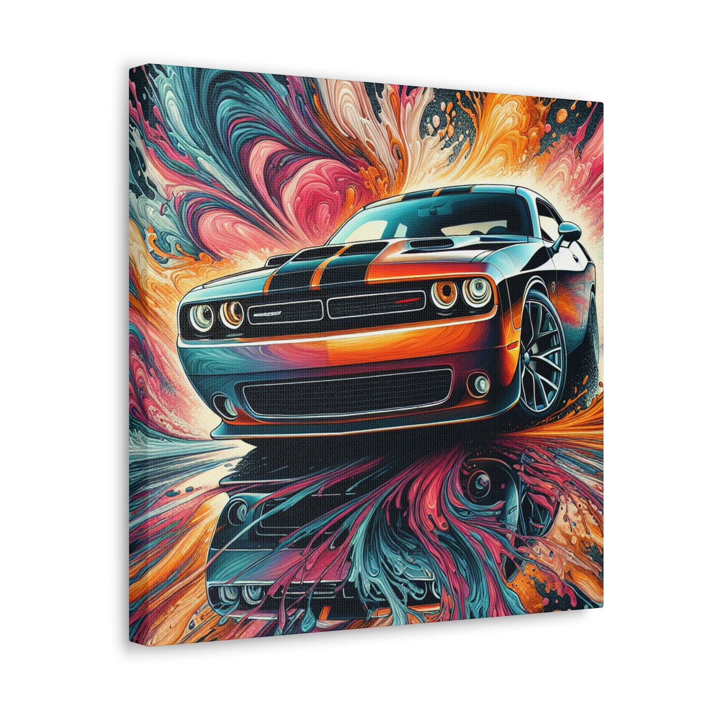 Vintage Dodge Challenger Wall Art, Handmade Car Canva Painting, Automotive Decor, Collector's Item, Must-Have for Car Enthusiasts, Home Decor