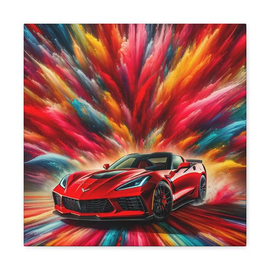 Chevrolet Corvette Wall Art, Automotive Canva Painting, Car Enthusiast Gift, Vintage Sports Car Decor, Modern Office and Home Wall Décor