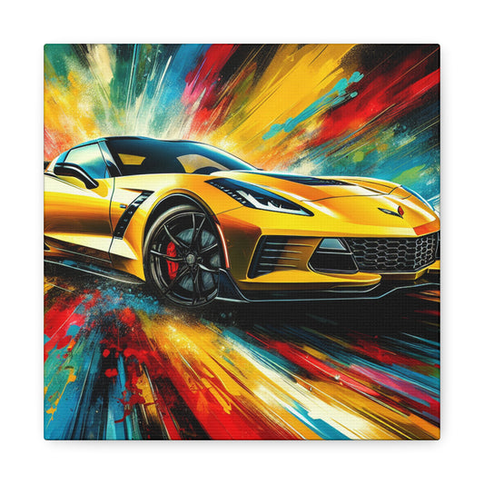 Chevrolet Corvette Artwork Canva Painting - Vintage Car Wall Decor - Enthusiast's Gift - Auto Art - Classic Corvette Car - High Quality Print