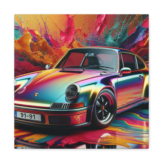 Vintage Porsche 911 Car Canvas Painting - Handmade Artwork for Home and Office Decor, Perfect Gift for Car Lovers and Enthusiasts