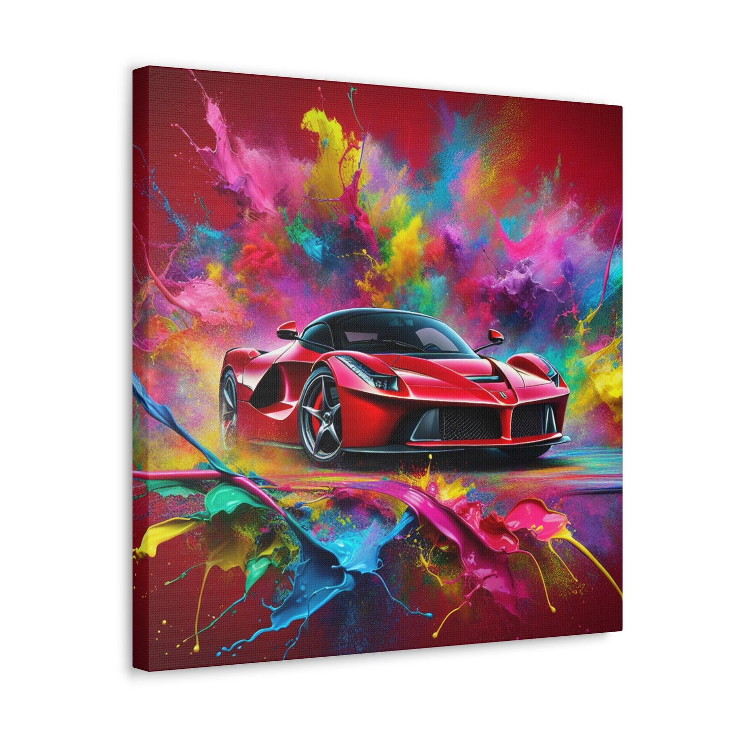 Premium Ferrari Artwork, Hand-Painted Canvas for Car Lovers, Wall Decor, High-End Luxury Car Canvas Painting, Perfect for Home or Office