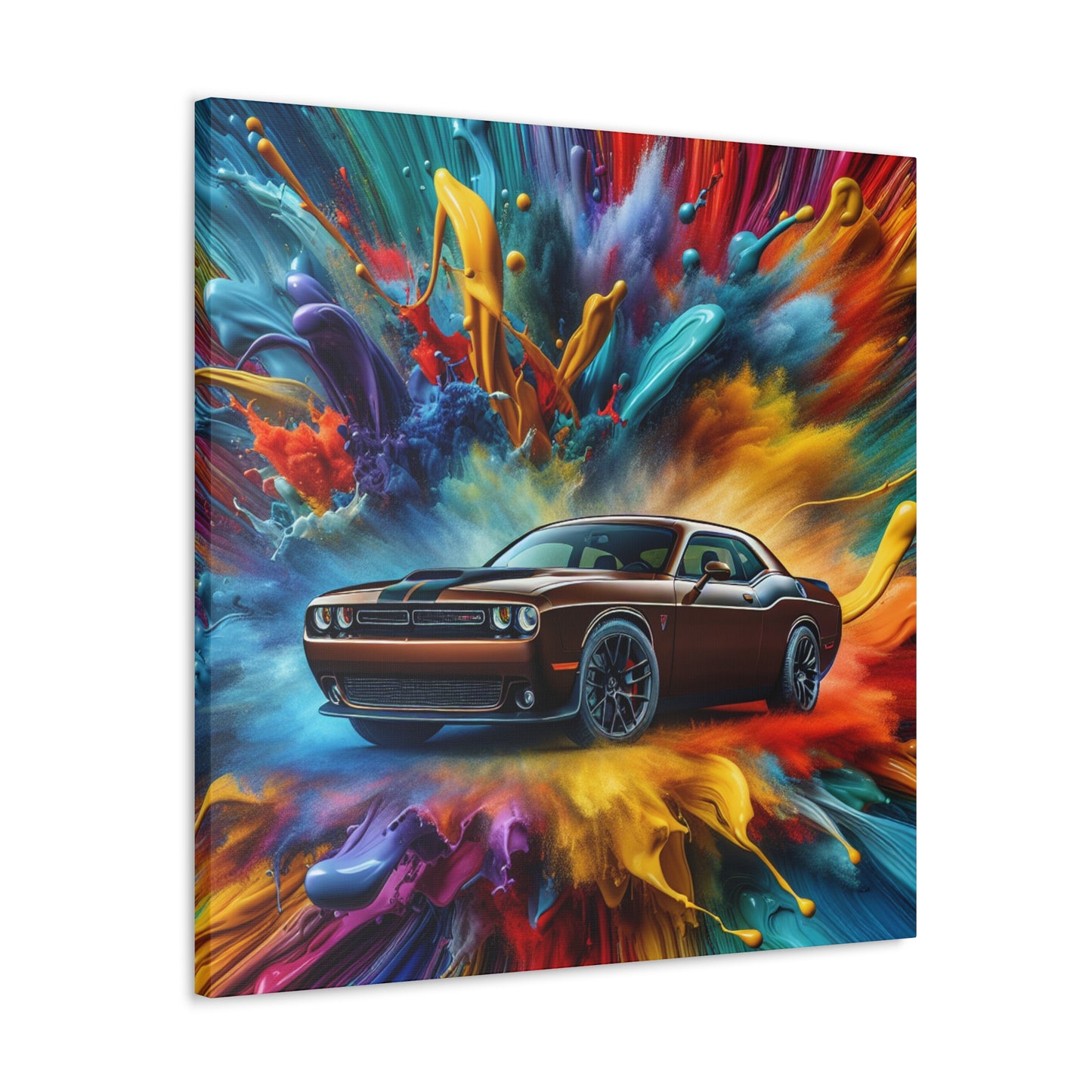 Dodge Challenger Wall Art, Classic Car Canva Painting, Home Decor, Handmade Garage Artwork, Office Decoration, Perfect Gift for Auto Enthusiasts