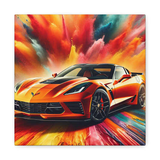 Chevrolet Corvette Canva Painting, Luxury Car Wall Art, Collector's Item, Vintage Vehicle, Perfect Gift for Car Enthusiast, Home Decor