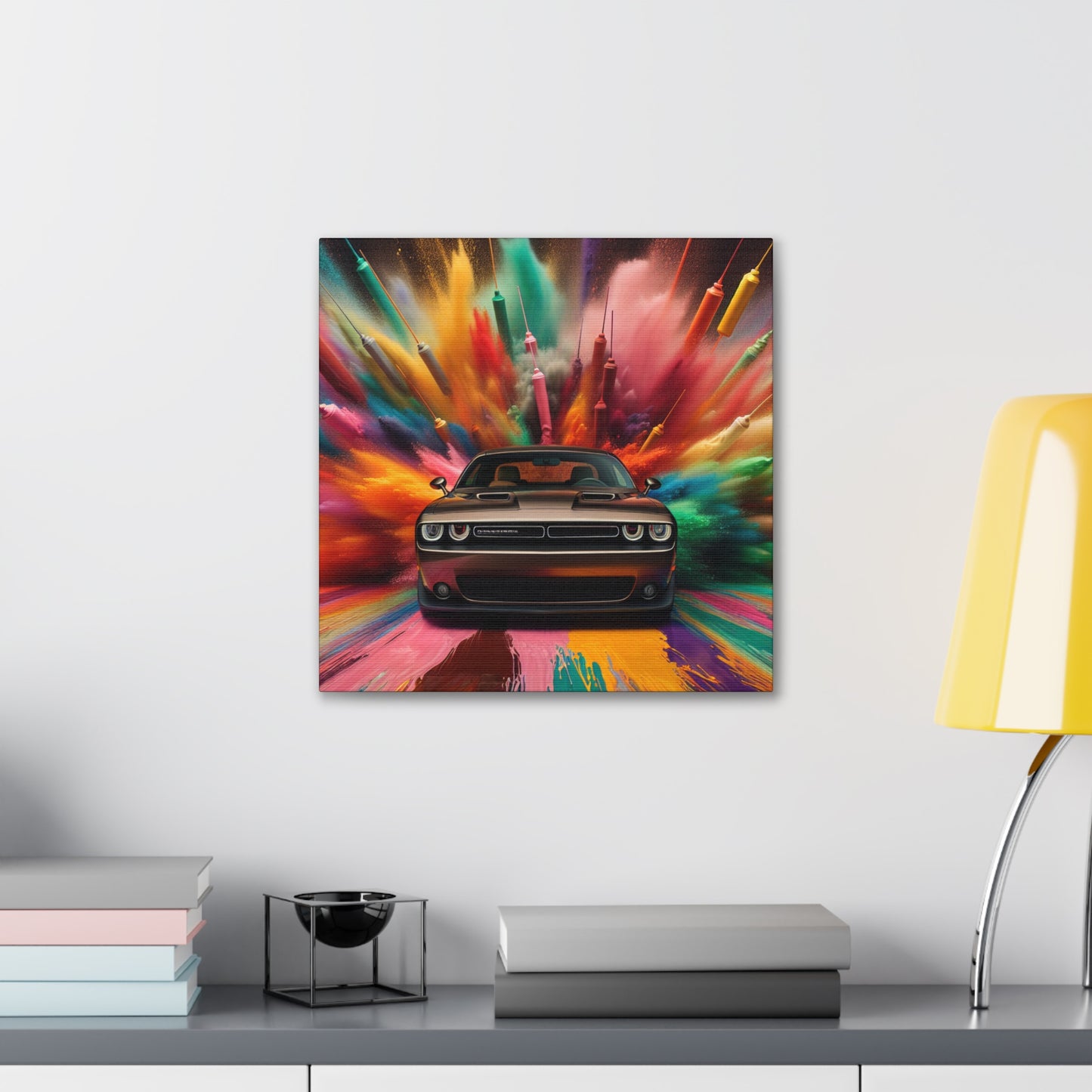 Dodge Challenger Car Art, Wall Decor Canva Painting, Unique Gift for Car Enthusiasts, Muscle Car Home Office Decoration, Automotive Art