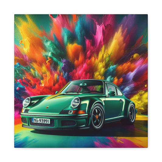 Vintage Porsche 911 Canva Painting, Car Art Wall Decor, Luxury Sports Car Print, Collectors Item, Bespoke Canva Artwork for Car Enthusiasts