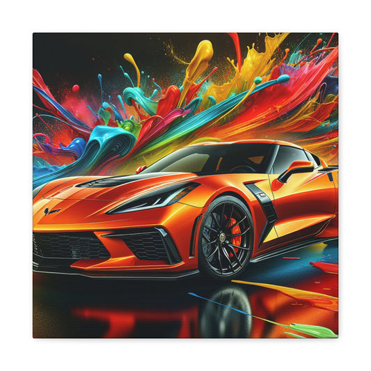 Chevrolet Corvette Canva, Classic Car Wall Decor, Vintage Automobile Art, Perfect for Garage or Man Cave, Unique Gift for Car Lovers