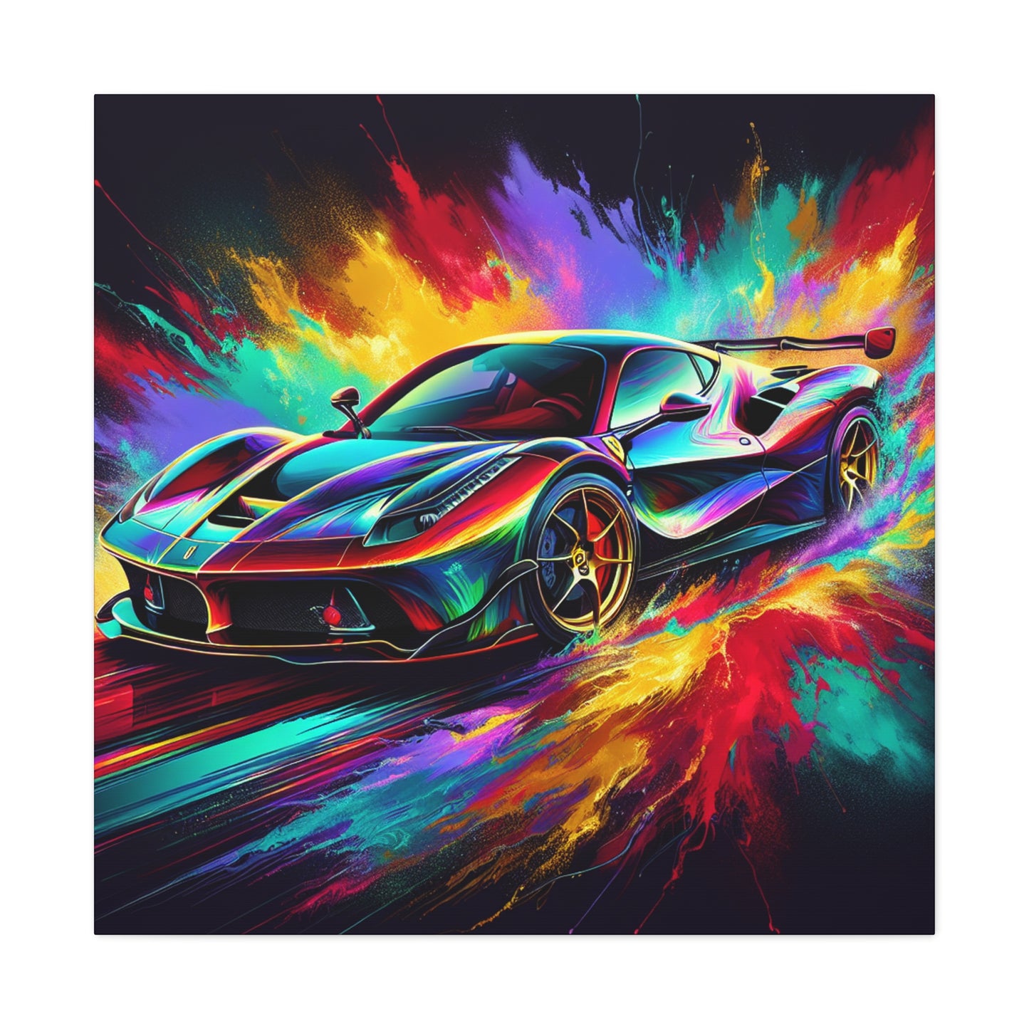 Ferrari Fine Art Canva Painting, Car Enthusiast Wall Decor, Hand-Painted Sports Car, Luxurious Home and Office Decoration, Unique Gift Idea