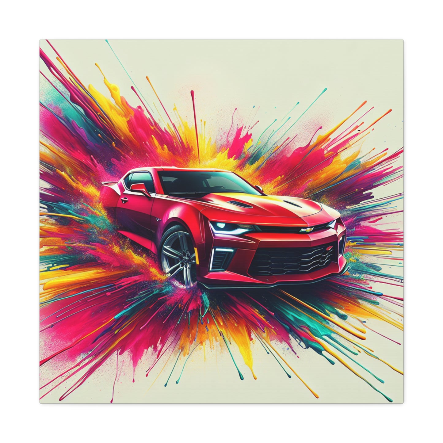 Chevrolet Camaro Wall Art - Classic Car Canva Painting - Unique Gift for Car Enthusiasts - Decor for Garage, Man Cave, Office, and Lounge