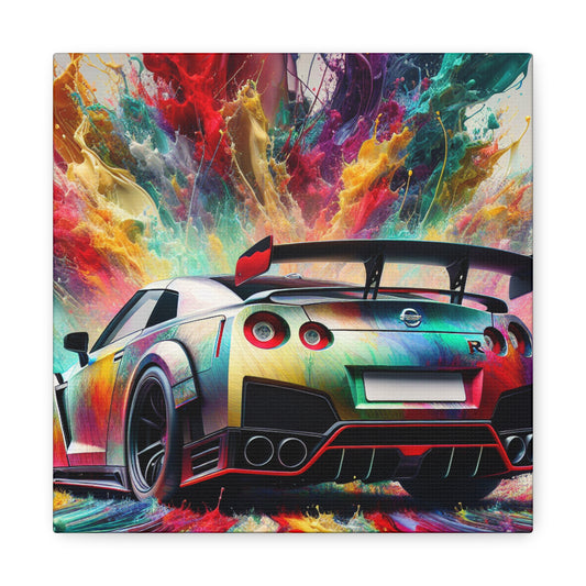 Nissan GT-R Handmade Canva Painting - Perfect for Car Lovers, Unique Wall Decor, Automotive Artwork, Contemporary Home Office Decor