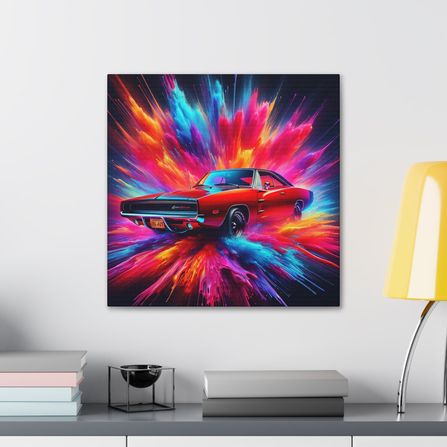 Dodge Charger Wall Art - Vintage Style Car Canva, Perfect for Man Cave, Gift for Car Enthusiasts and Classic Car Lover