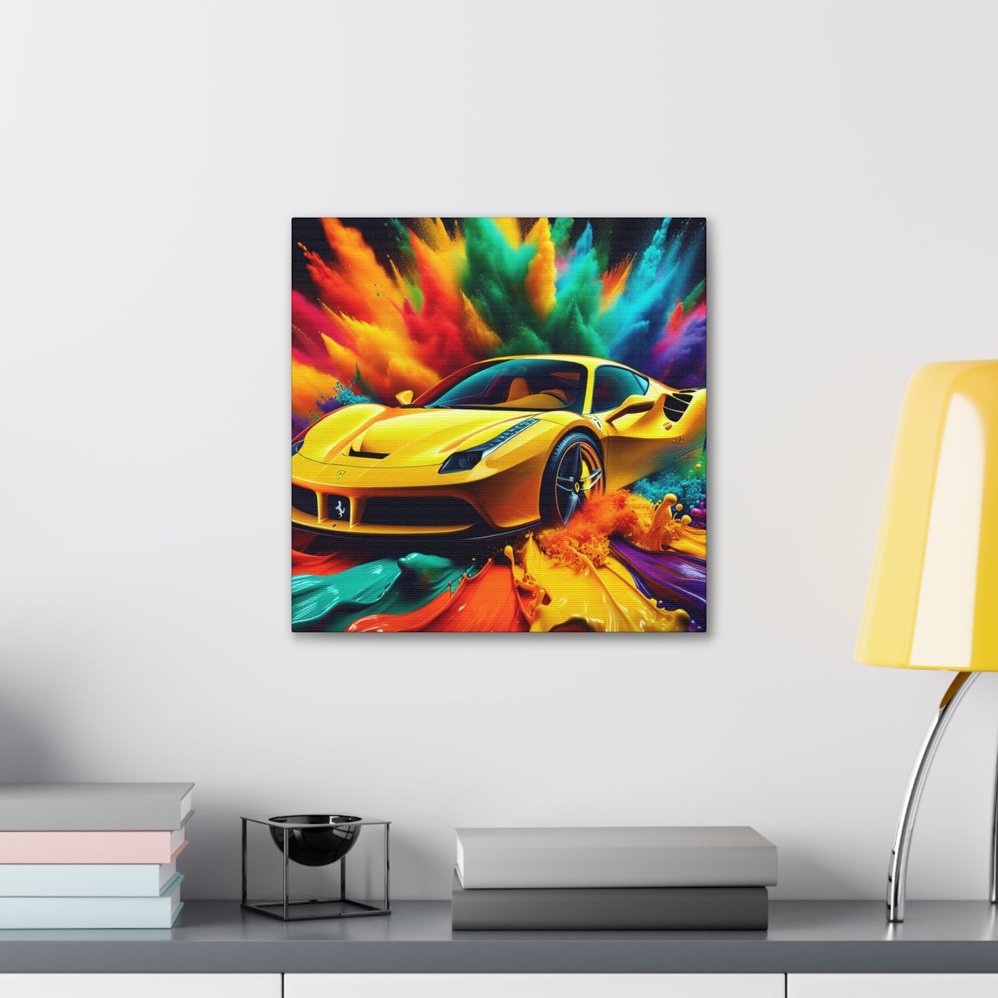 Ferrari Luxury Car Wall Art, Hand-Painted Acrylic Canva Painting, Home Decor, Classic Car Lovers Gift, High-Quality Picture, Perfect For Office and Home