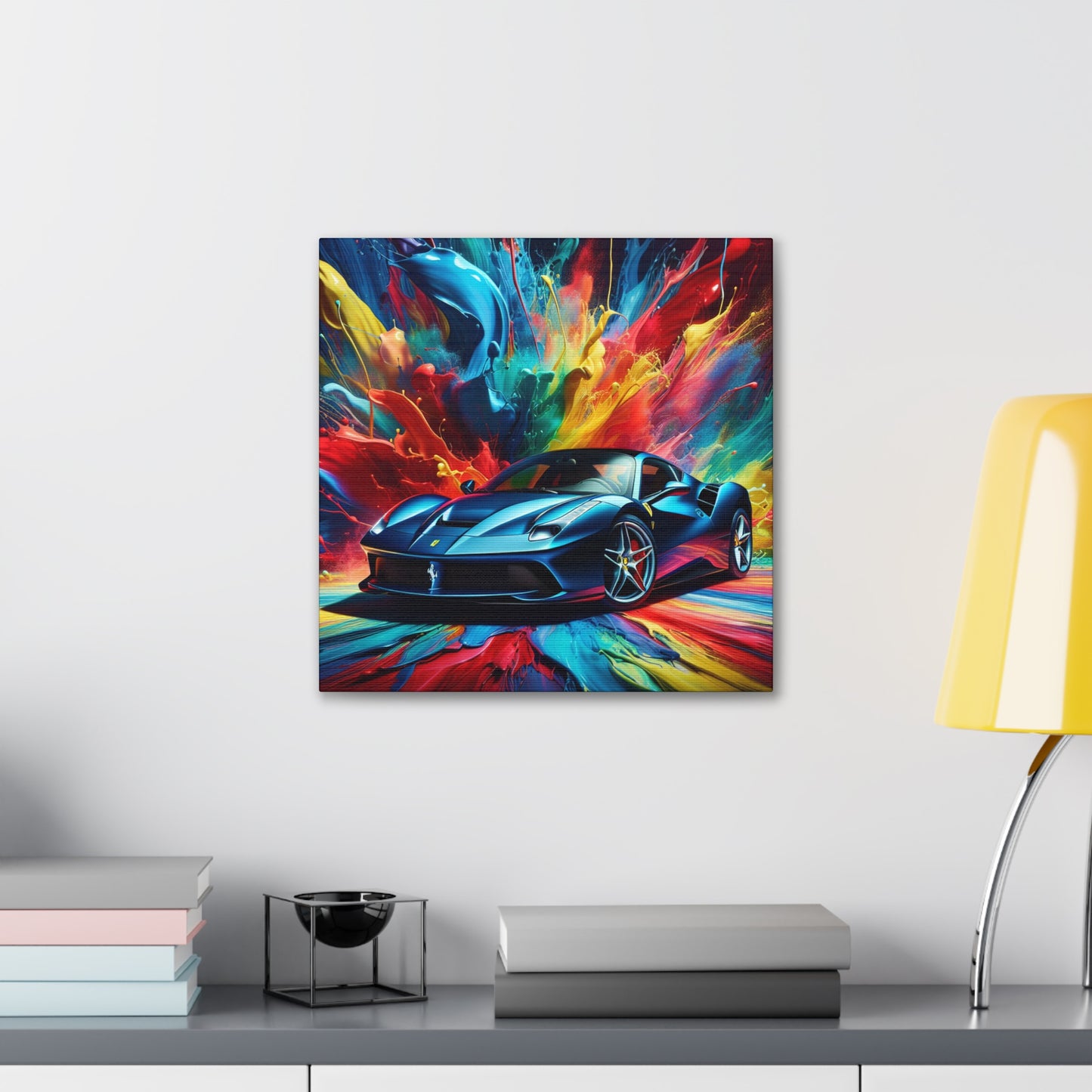 Ferrari Canva Painting - Luxurious Wall Art, Home Decor, Unique Gift for Car Enthusiasts and Sports Car Lovers, Handmade Artwork