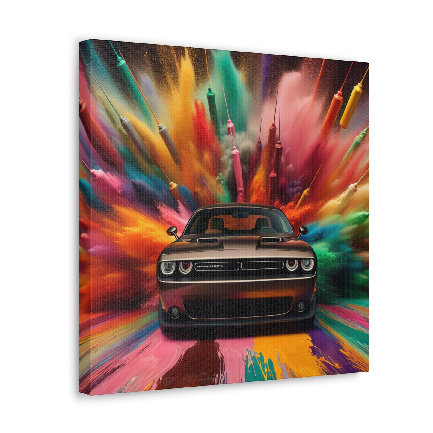 Dodge Challenger Car Art, Wall Decor Canva Painting, Unique Gift for Car Enthusiasts, Muscle Car Home Office Decoration, Automotive Art