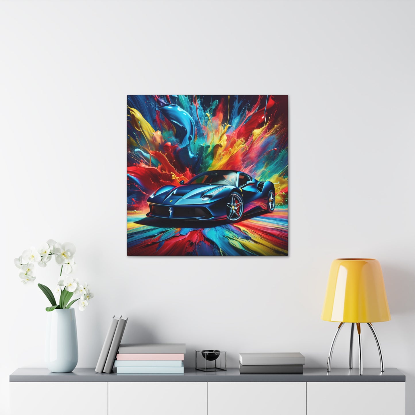 Ferrari Canva Painting - Luxurious Wall Art, Home Decor, Unique Gift for Car Enthusiasts and Sports Car Lovers, Handmade Artwork