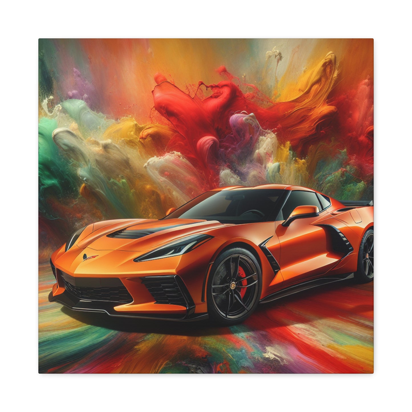 Chevrolet Corvette Wall Art Canva - Classic Car Print, Modern Home Decor, Automotive Lover Gift, Handmade Car Painting, High Quality Print