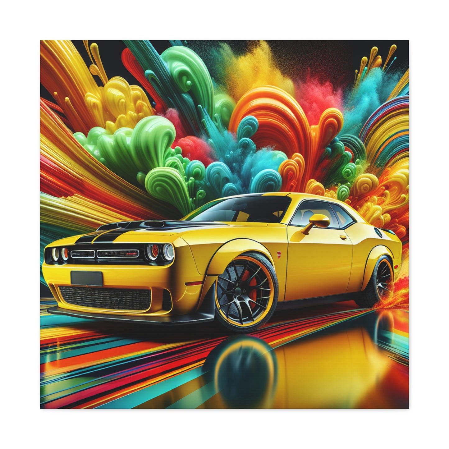 Dodge Challenger Car Wall Art - Premium Canva Painting, Great for Home Decor, Auto Enthusiast Gift, Man Cave Essential, Car Artwork