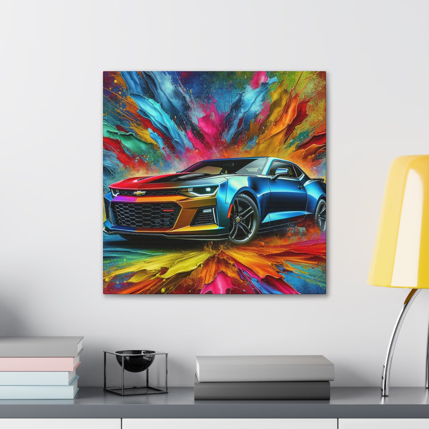 Chevrolet Camaro Wall Art - Classic Car Canva Painting, Decorative Print - Ideal for Man Cave, Garage, Office and Living Room Decor