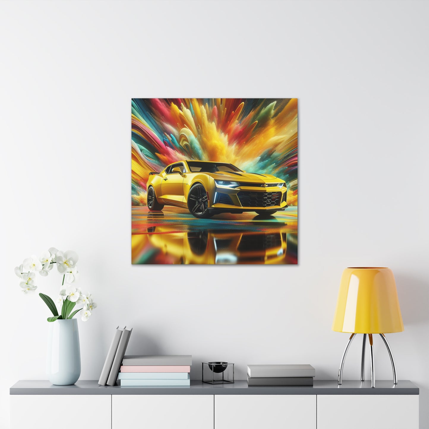 Chevrolet Camaro Wall Art Canva Painting - Classic Car, Automobile Decor, Unique Handmade Gift for Car Lovers and Enthusiasts