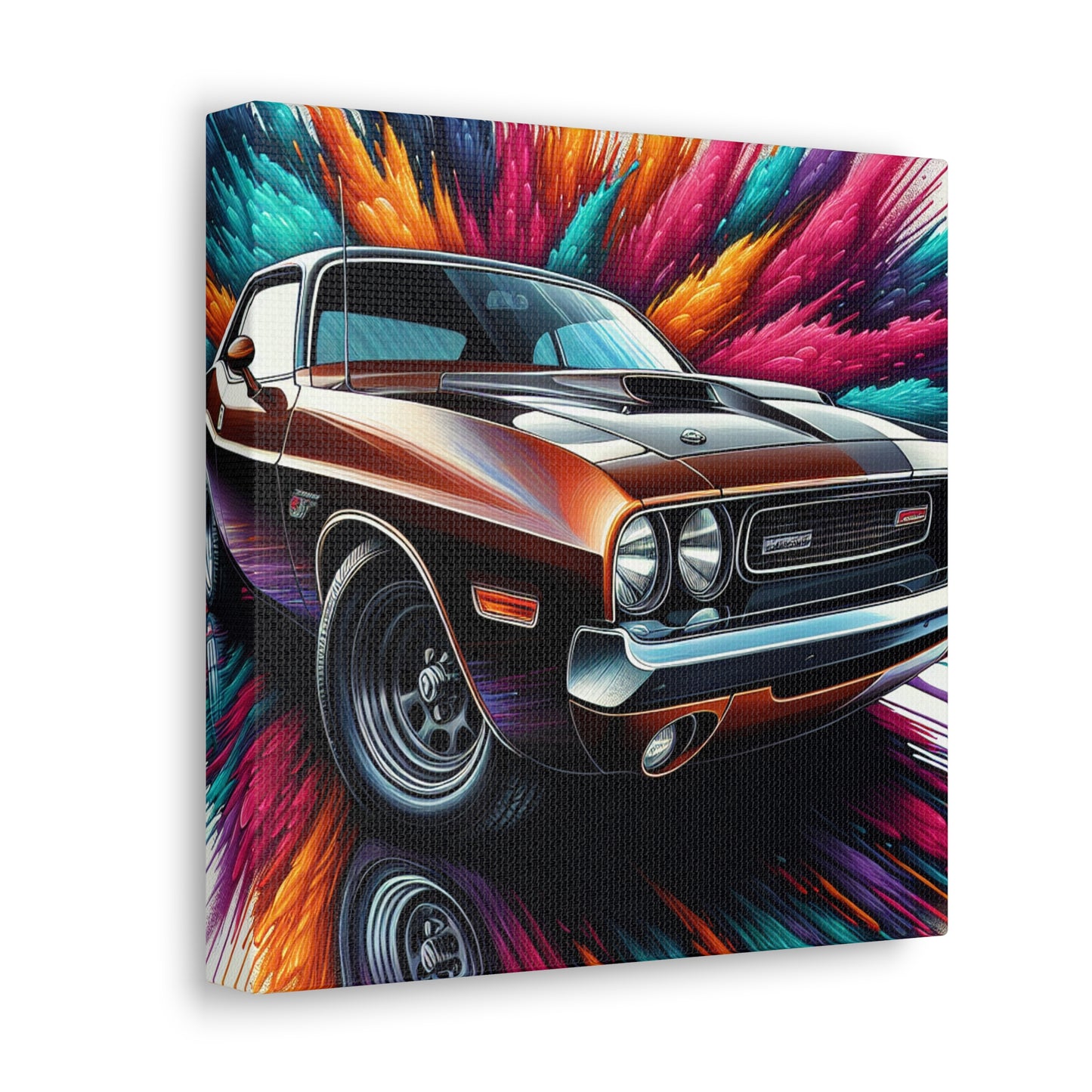 Dodge Challenger Wall Art - Handmade Canva Painting - Race Car Decor - Automotive Gifts for Men - Unique Home and Office Decoration