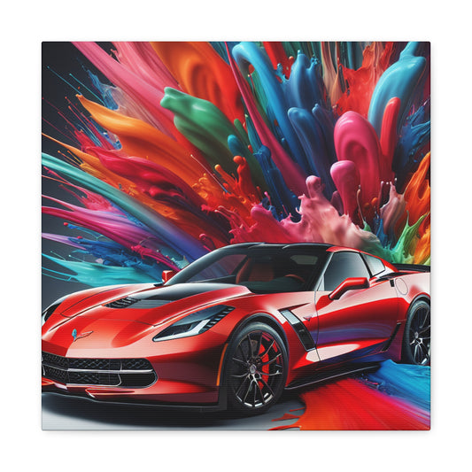 Chevrolet Corvette Canva Art Print - Vintage Car Wall Hanging for Living Room, Home Decor & Car Lovers Gift Idea