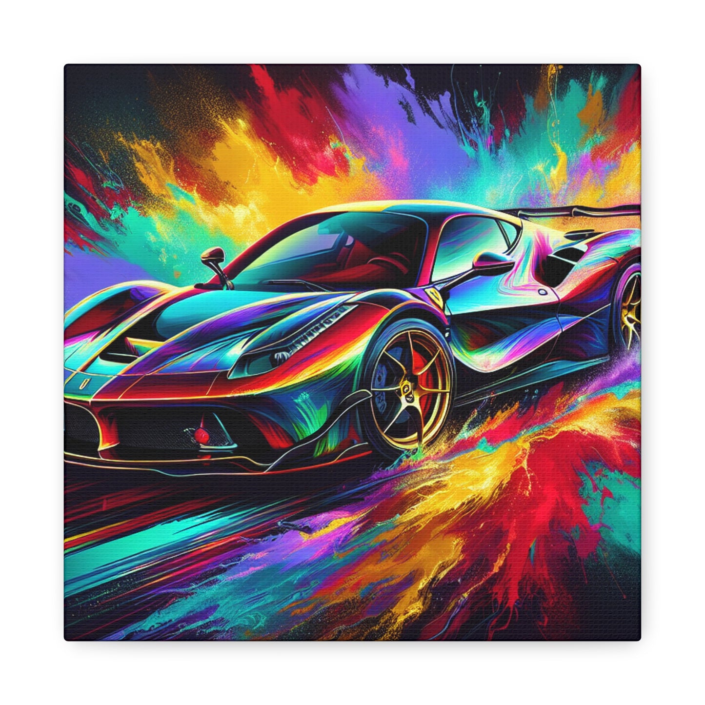 Ferrari Fine Art Canva Painting, Car Enthusiast Wall Decor, Hand-Painted Sports Car, Luxurious Home and Office Decoration, Unique Gift Idea