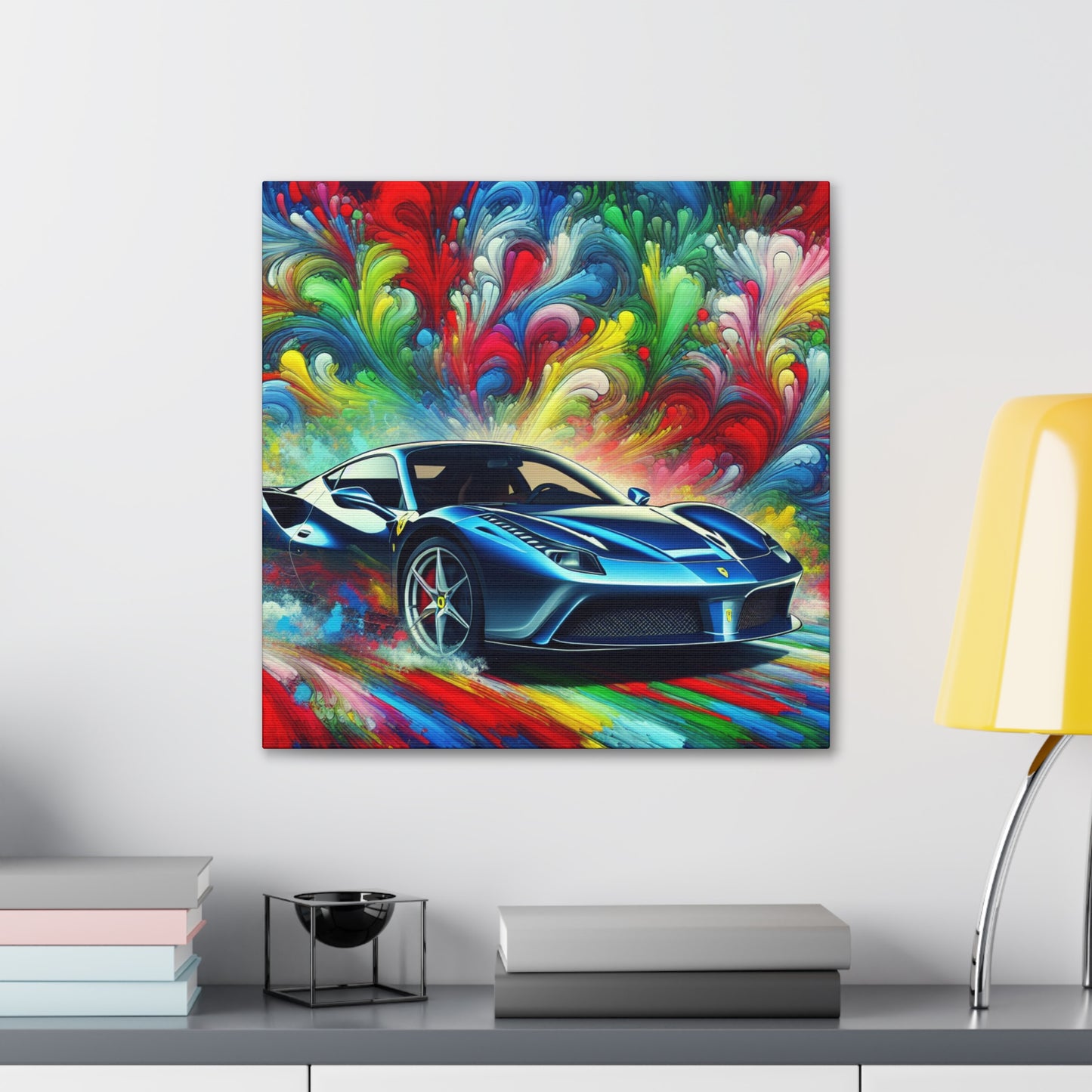 Luxury Ferrari Car Wall Art, Italian Supercar Canva Painting, Home Decor, Office Wall Hanging, Gift for Car Lovers, Handmade Oil Print