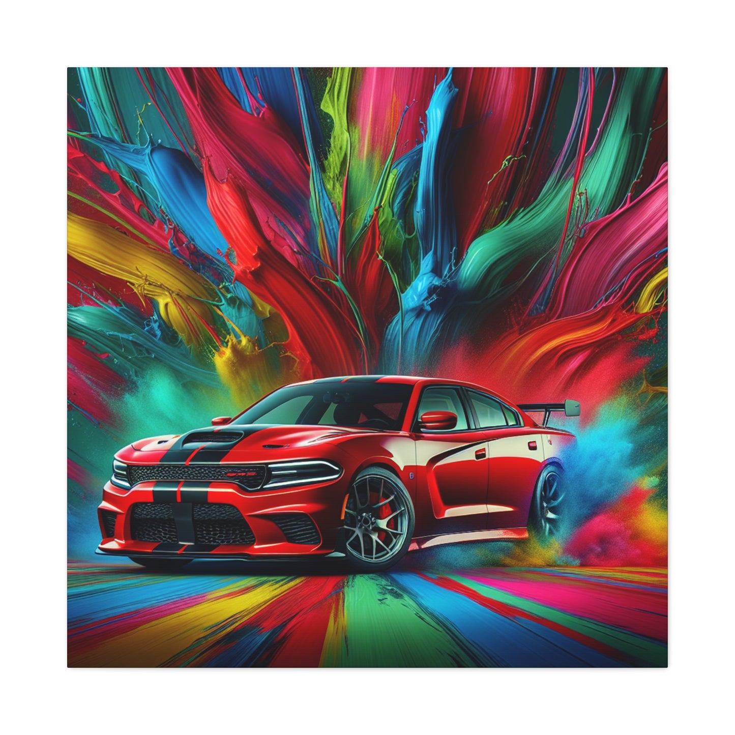 Dodge Charger Canva Painting - Large Wall Art, Home and Office Decor, Unique Car Artwork, Gift for Auto Enthusiasts, Car Lovers Present