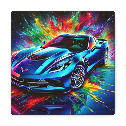 Chevrolet Corvette Canva Painting, Classic Car Wall Art, Vintage Corvette Home Decor, Car Enthusiast Gift, Man Cave Accessory