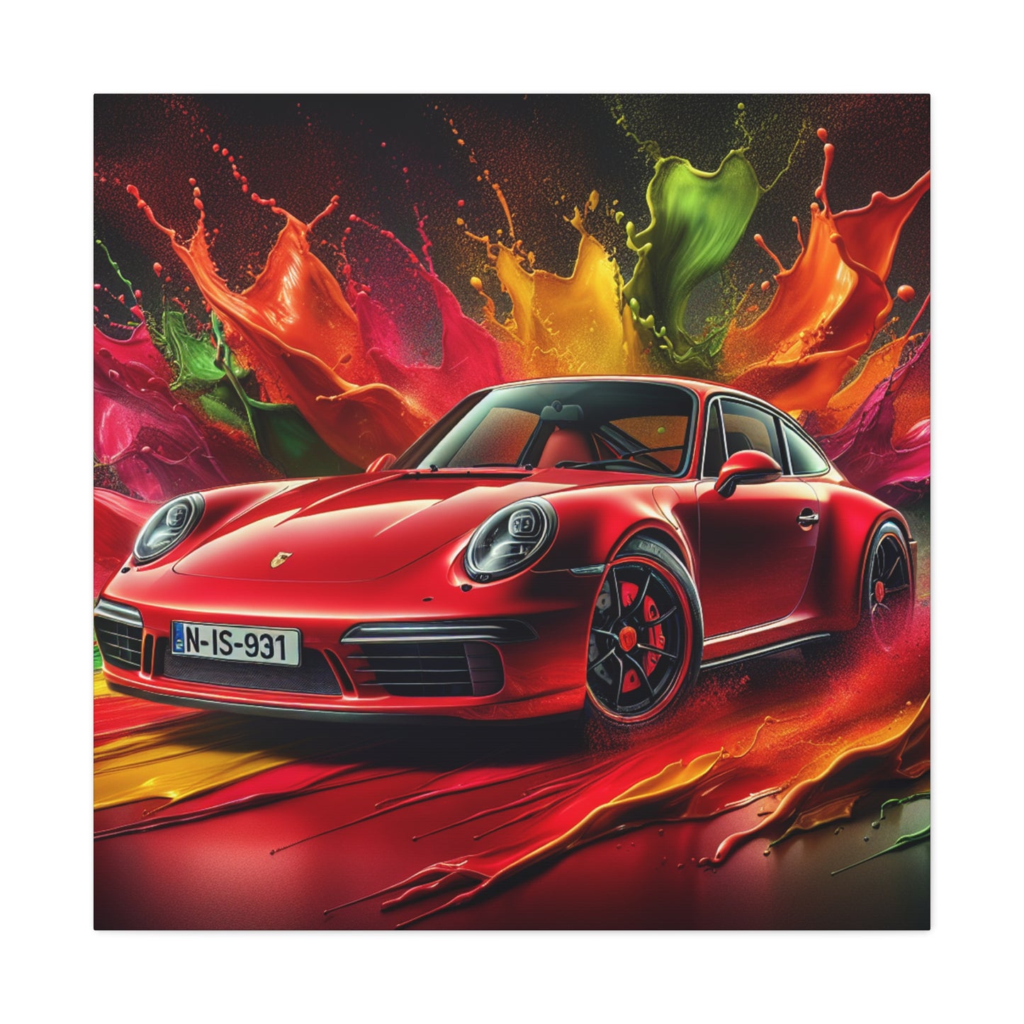 Porsche 911 Wall Art Canva Painting - Perfect for Living Room Decor, Car Enthusiasts, and Gift, Classic Sports Car Print