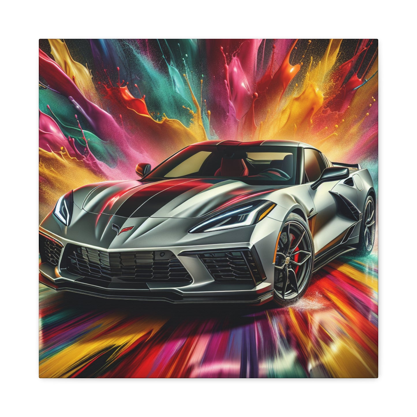 Chevrolet Corvette Canva Wall Art - Rustic Home Decor, Car Lover Gift, Unique Anniversary or Birthday Present, Auto Garage Decoration