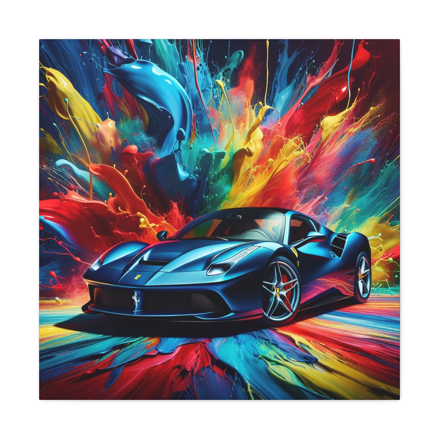 Ferrari Canva Painting - Luxurious Wall Art, Home Decor, Unique Gift for Car Enthusiasts and Sports Car Lovers, Handmade Artwork