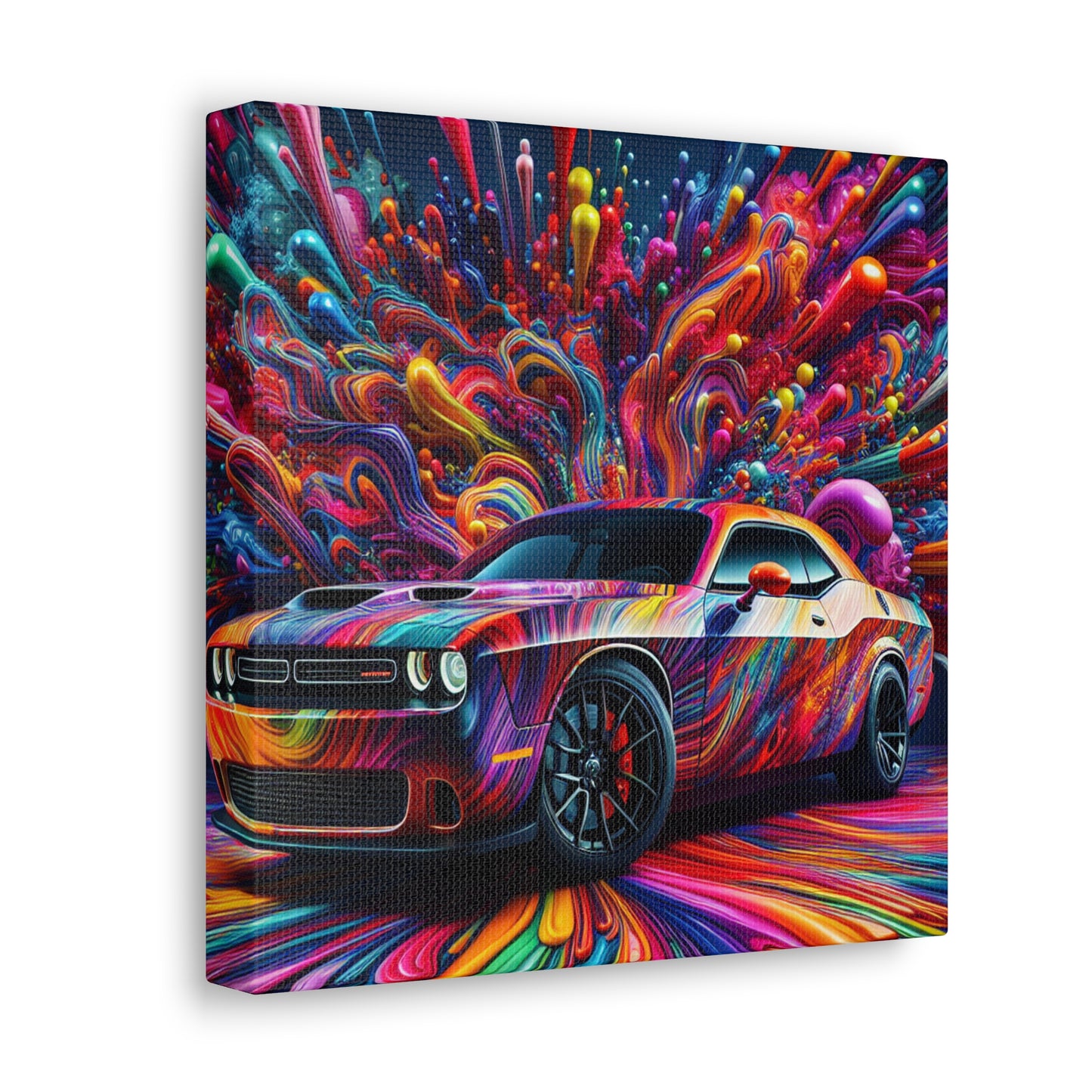 Dodge Challenger Canva Art - Sports Car Wall Decor - Modern Vehicle Canvas Painting - Perfect for Man Cave, Garage, or Home Office