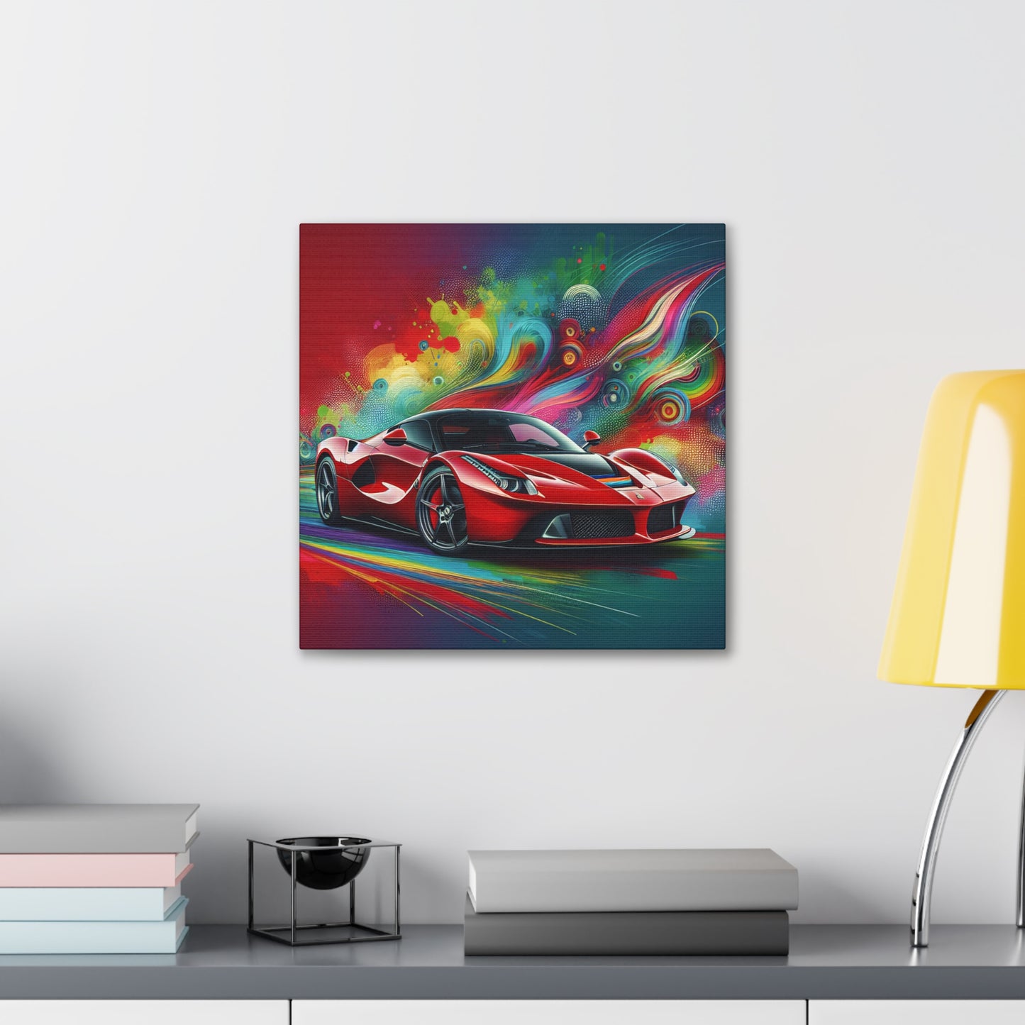 Ferrari Luxury Sports Car Canva Painting, Handcrafted Wall Decor, Unique Gift for Car Lovers, High-Quality Print Art for Home or Office