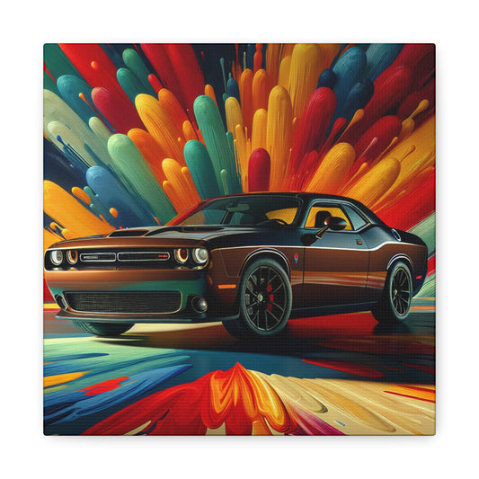 Dodge Challenger Canva Painting - Vintage Car Wall Art, Handmade Home Decor, Classic Muscle Car, Stunning Vehicle Picture, Ideal Gift for Car Lovers