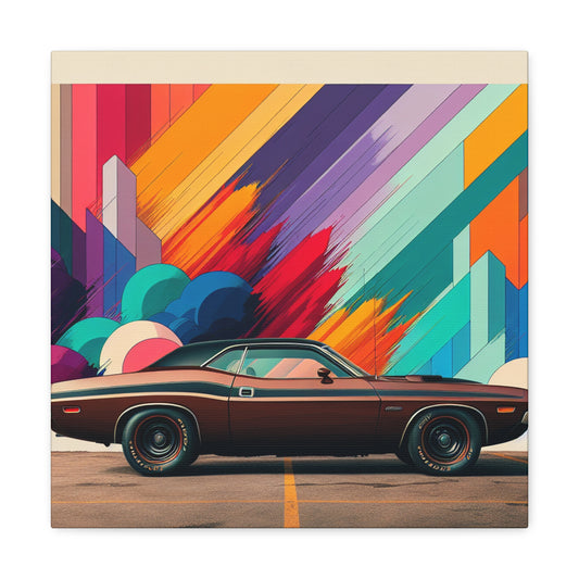 Vintage Dodge Challenger Canva Wall Art, Muscle Car Painting Print, Classic Car Decor for Man Cave, Garage, Office - Perfect Gift for Car Lover